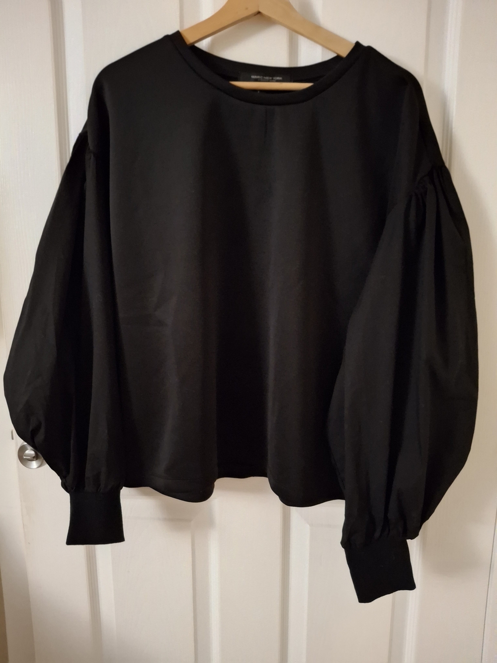 Andrew Marc Black Balloon Sleeve Sweatshirt